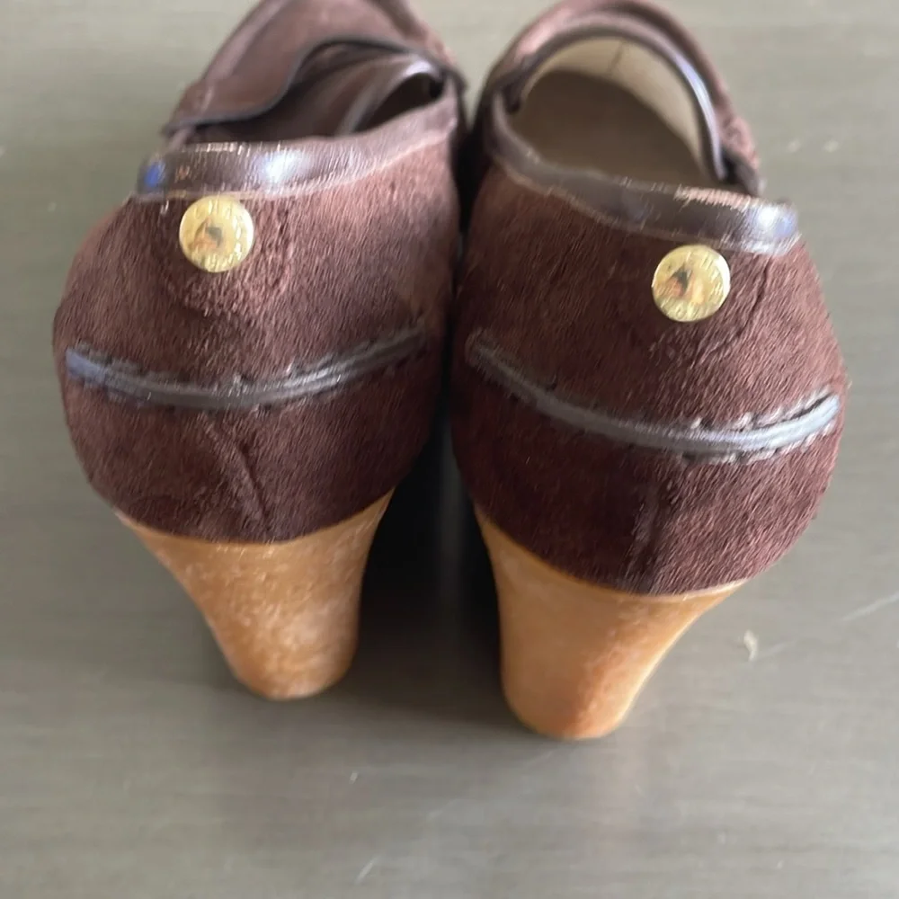 Michael Kors Brown Suede Leather Rory Loafer Wedge Shoes Women’s Size 8